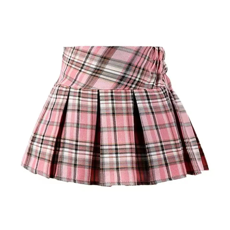 Kariertes Sommerkleid mit hoher Taille für Damen