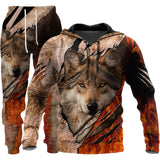 3D Wolf Print Tracksuit