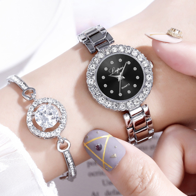 Set Bangle Clock Bracelet Wrist-Watch