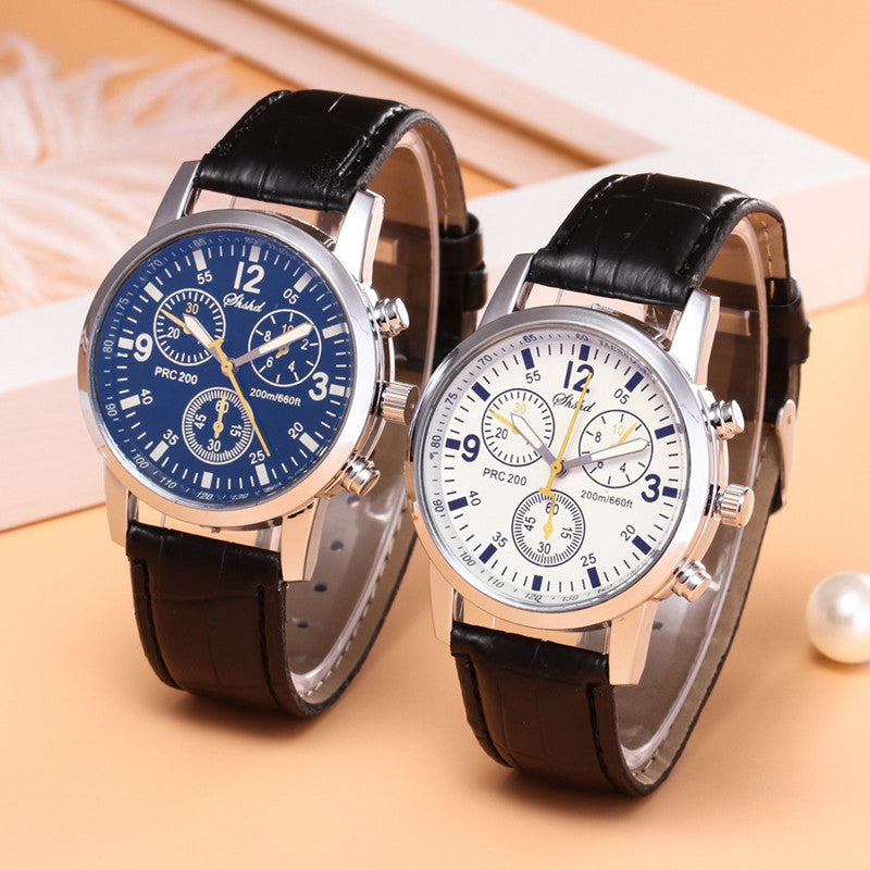 Glass Three-eye Men's Belt Watch Fashion