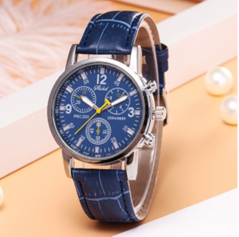 Glass Three-eye Men's Belt Watch Fashion