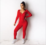 Fashion Zipper Hoodie Jumpsuit