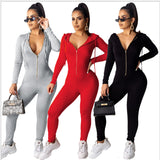 Fashion Zipper Hoodie Jumpsuit