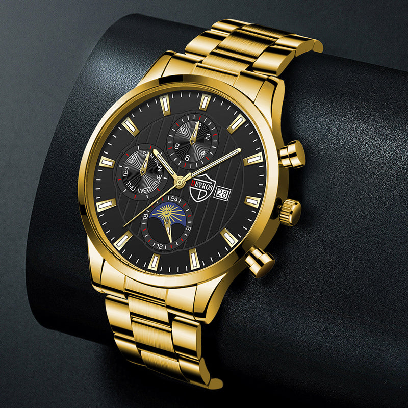 Men's Chronograph, Black Stainless, Steel Mesh Strap Military Sport Quartz  Wrist Watches with Luminous Hands