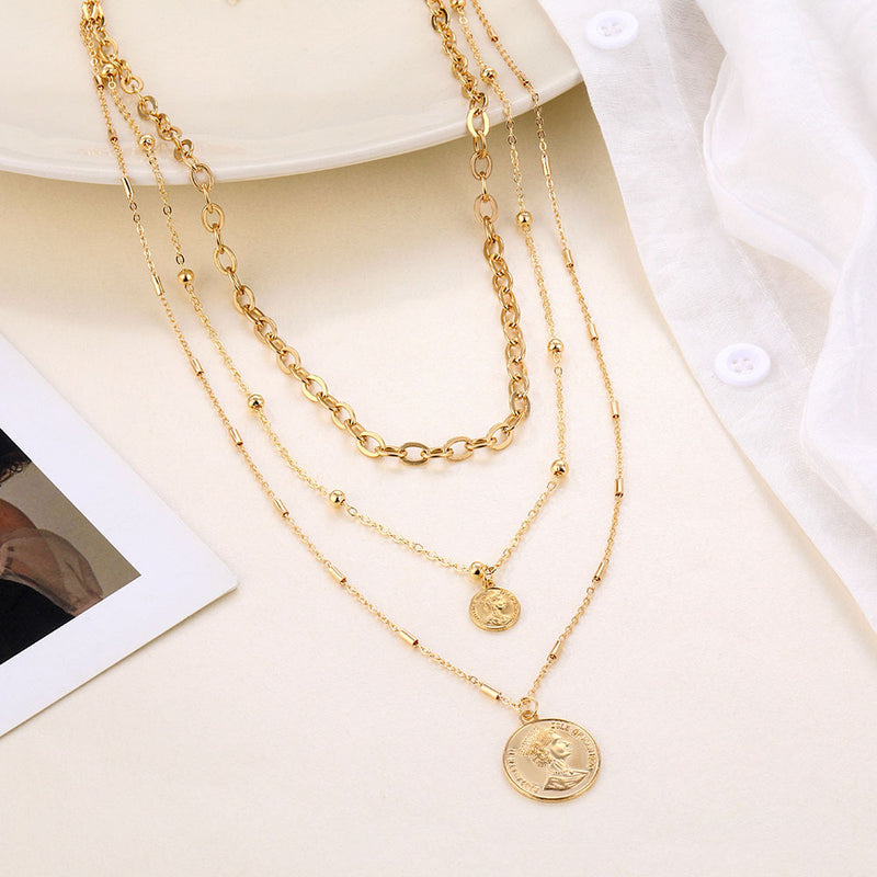 Multi-Layer Chain Head Pendant Necklace