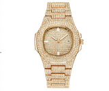 Mens Luxury Brand Fashion Diamond Date Quartz Watch