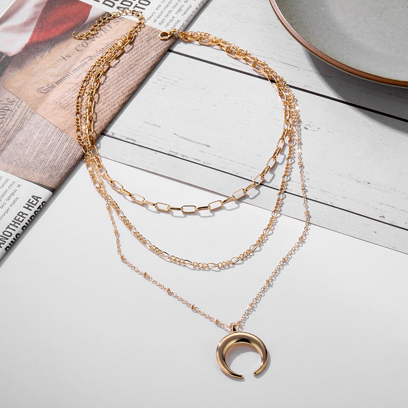 Multi-Layer Chain Head Pendant Necklace