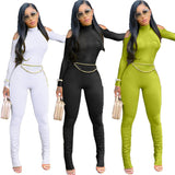 Long Zipper Pleated Jumpsuit