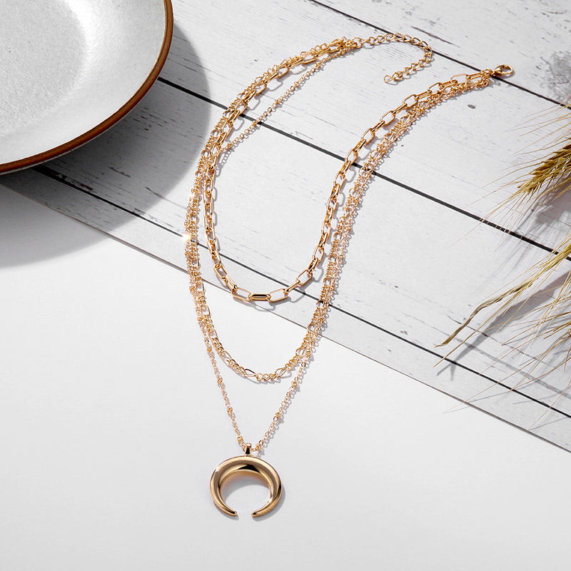 Multi-Layer Chain Head Pendant Necklace