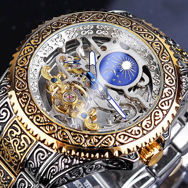 Forsining Skeleton Carved Tourbillon Mechanical Men's Wristwatch