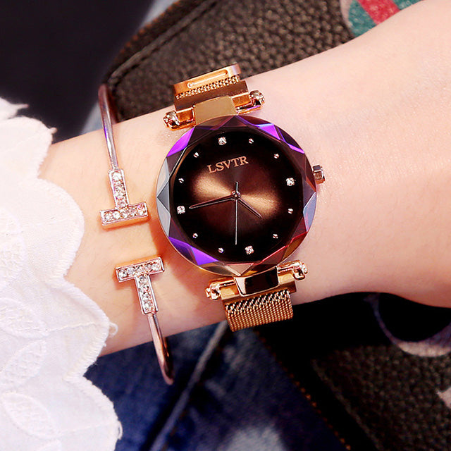 Rose Starry Sky Magnet Waterproof Female Wristwatch