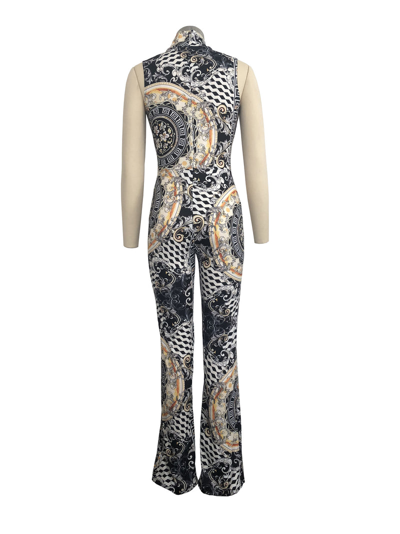 Printed sleeveless women's jumpsuit