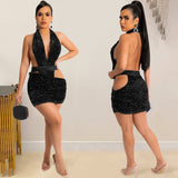 Backless Sequin Bodycon Party Dress