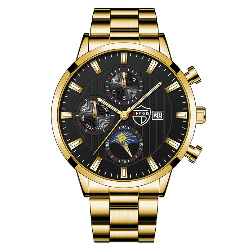 Men's Luminous Stainless Steel Quartz Wrist Watch